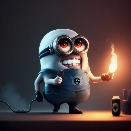evil minion smokes, unreal engine, cozy interior lighting, art station, detailed digital painting, cinematic, character design b
