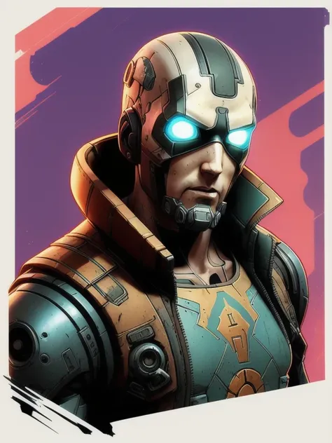 a study of cell shaded portrait of james cameron cyborg as borderlands 3 concept art, llustration, post grung, concept art by josan gonzales and wlop, by james jean, victo ngai, david rubin, mike mignola, laurie greasley, highly detailed, sharp focus, alien, trending on artstation, hq, deviantart, art by artgem