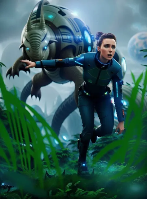 a frightened 30 year old woman in a futuristic spacesuit runs through an alien jungle from a (((terrible huge ugly beast))) against the background of two moons
artstation, cinematic, insane details, intricate details, hyperdetailed, ((hdr)), ((vignette))