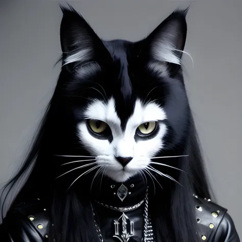 cat metalhead, metal, blackmetal, corpse paint