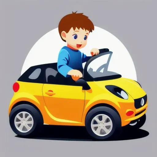 vector style,a child plays with little cars, grey background, +details style