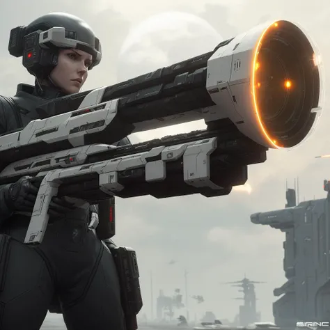 long range plasma rifle, heavy machine gun, sci-fi, polished shiny fiber white plastic, smooth round shapes, cyberpunk, side view, optical sight, 8k, 4k, octane renderer, huge detailed, artstation