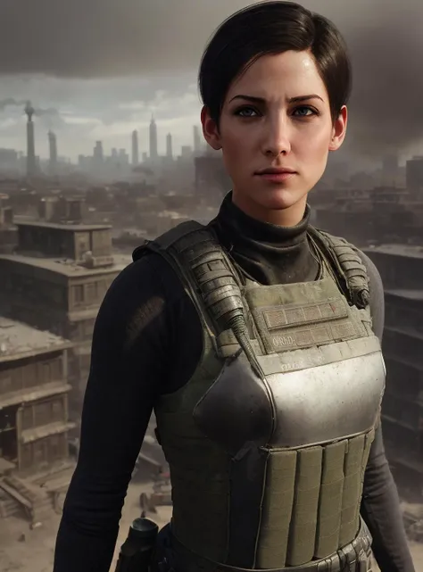close-up photo of the ((annamedus)) in a (bulletproof vest) on the roof, unreal engine, ((post apocalyptic city on the background)) unreal engine, opened mouth, smirk, eyebrow up, in front of camera
hyperdetailed, ef 80mm