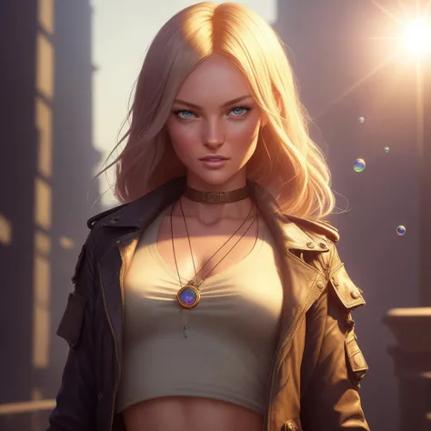 Candice Swanepoel mix of Jaimie Alexander, ((hallucinating colorful soap bubbles)), by jeremy mann, by sandra chevrier, by dave mckean and richard avedon and maciej kuciara, punk rock, tank girl, high detailed, 8k,((a portrait of a laughing)), Style-Petal Candice Swanepoel mix of Jaimie Alexander,(dreamlikeart style:0.5),( redshift style:1.1),(analog style:1.1), (studio_ghibli_anime_style style:0.9), (copeseethemald style:0.8), 1girls, solo, detailed face, symmetric, cute, plunging neckline, small breast, lips, blue eyes,realistic pupils, closeup, blond hair, dark buttoned shirt, white mini skirt, skirt pleated, skirt, thigh high clips, centered, looking aside, standing, centered, skin pores, subsurface scattering, detailed skin, midriff, award winning dreary Victorian office, stone building wood paneling, lamp, harbor outside window with sailing ships moored in distance, outrun, vaporware, shaded flat illustration, digital art, trending on artstation, highly detailed, fine detail, intricate, ((lens flare)), (backlighting), (bloom), [Style-Empire::30],Style-Petal