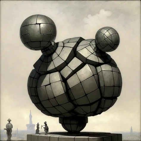 abstract figurative spheroid golem stands atop gridwork tiles all at different heights from their adjacent tiles
blockhead
grisaille brunaille Chiaroscuro sfumato impasto
Jean-Jacques Henner ilya repin james tissot Dragan Bibin
yaroslav gerzhedovich