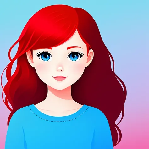 redhead girl,, illustration, cartoon, soothing tones, calm colors