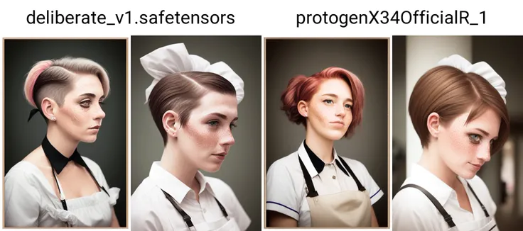 a portrait of a pole, undercut hair, maid, freckles