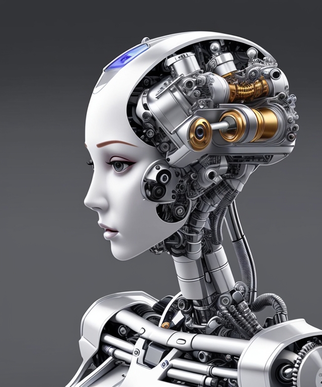 A close up of a robot's head with a machine on it - SeaArt AI