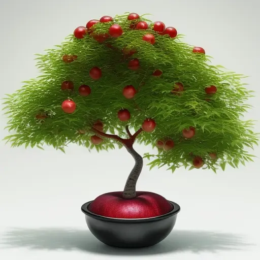 the tangerine tree grows from a huge scarlet apple, hyperrealistic