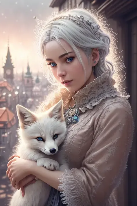 czech woman, white hair, cradling tiny cute fox,
detailed face, upper body, 3/4shot, (closeup:0.9), (skin pores:1.1),
4k, hyperrealism, realistic, hyperrealistic, high resolution, in the art style of Filip Hodas, 35mm lens, cinematic, soft lighting, epic realistic, faded, ((neutral colors)), (hdr:1.5), muted colors, pastel, warm lights, dramatic light, complex background, (by Irakli Nadar), rutkowski, intricate details, hyperdetailed, magnificent, elegant, cinematography,
light smile,
victorian witch, amulet,
sunny cottage in the background,
<hypernet:sxzBloom_sxzBloom:0.5>