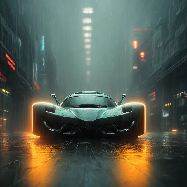 a car of the future in rainy cyberpunk city
(((cinematic lighting))), soft cinematic light, adobe lightroom, photolab, hdr, immense detail, extreme detail, photorealism, professional photography