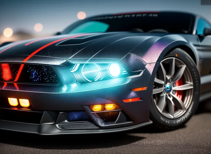 (((Tilt-Shift view)))), (((sparks from under the wheels))), High detail RAW color art, (((multicolor Mustang racing))), nitro acceleration, (((night winter alps))), (((ultradetaled))), (((Tattoo, airbrushing))), ((cyberPunk)), ((night trail from high-speed driving)), ((magical atmosphere)), ((wide screen)), wallpaper 8k, (smoke from under the wheels), ((mirror surfaces)), tokyo drift, need for speed, streaks of light, raytracing, subsurface scattering, diffused soft lighting, shallow depth of field, by (Oliver Wetter), photographed on a Canon EOS R5, 500mm lens, F/2.8, ((sharp focus bokeh))