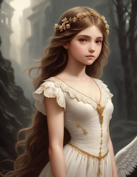 the perfect human model cute angelic girl posing, accurate details, detailed face, fantasy, dramatic, intricate, elegant, highly detailed, digital painting, artstation, concept art, smooth, sharp focus, illustration, art by gustave dore, octane render, 4k