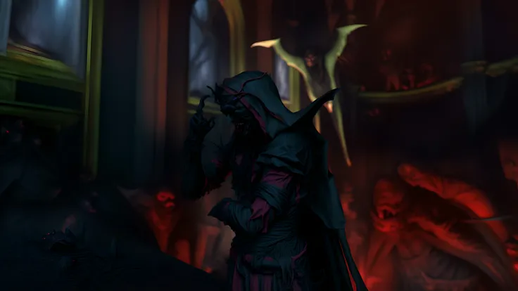 front right side view, dark old vampire in blindfold, the bats, vampire lair
horror, creepy atmosphere
HDR, hyperrealictic, ((intricate details)), ((intricate details, hyperdetailed)), cinematic, volumetric lighting