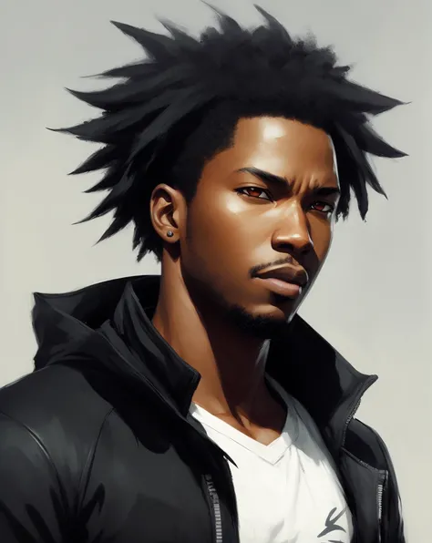 black man, (naruto style:0.9), by Jeremy Mann