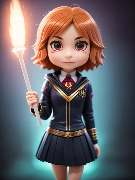 comix style, Hermione Granger casting spells, Hall at Hogwarts on backgroung, ((((chibi)))), (magical atmosphere), focus on eyes, (((ultradetaled clear eyes))), (detailed skin, skin texture), (intricately detailed, fine details, hyperdetailed), raytracing, subsurface scattering, wide angle, diffused soft lighting, shallow depth of field, by (Oliver Wetter), photographed on a Canon EOS R5, 28mm lens, F/2.8, sharp focus bokeh