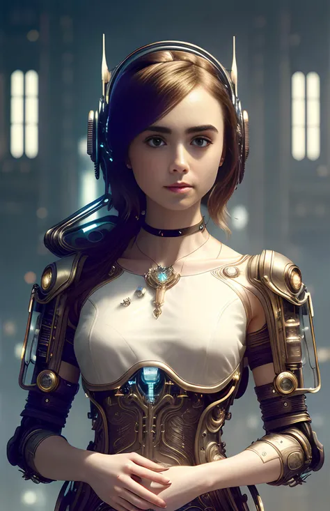 the perfect human model cute angelic ((Lily Collins)) posing, accurate details, detailed face, fantasy, dramatic, intricate, elegant, highly detailed, digital painting, artstation, concept art, smooth, sharp focus, illustration, art by gustave dore, octane render, 4k, (cyberpunk:1.4), (solo:1.4)