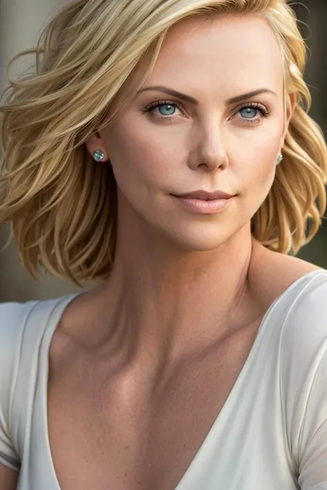 charlize theron, (sharp focus:1.3), [[[[distant shot]]]], perfect face, [[perfect hairstyle]], perfect eyes, [[[detailed iris]]], perfect nose, perfect mouth, perfect teeth, soft light, HDR, [[[[[glare on the skin]]]]]