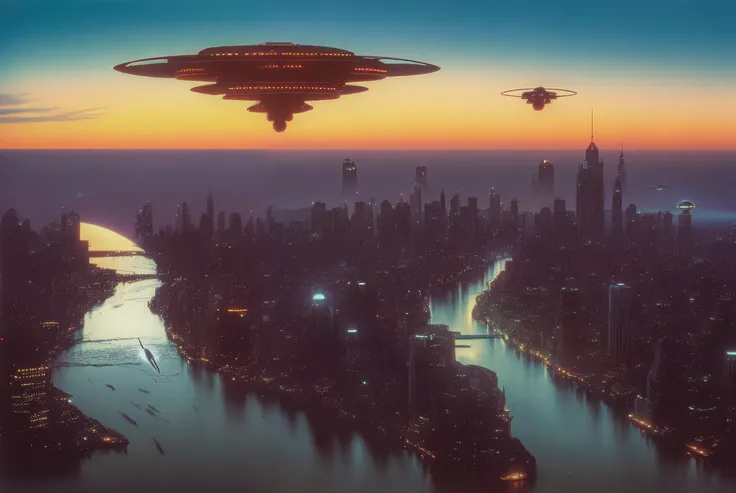 Base prompt:
medium shot colorphoto, of a (Alien Spacecraft flying over river), Koyaanisqatsi , [sunset], [dramatic], shot on Nikon, dof, RAW format, cinematography by Ron Fricke