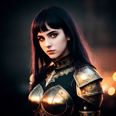 20 y.o girl, sexual poses, flirting with the camera, golden gothic armor, ((night and dark atmosphere)), moonlight