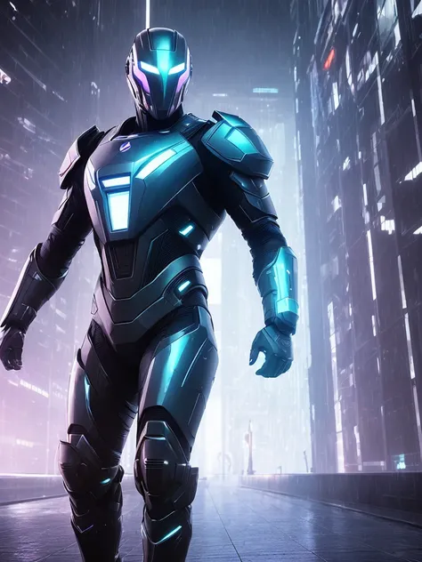 ((futuristic architecture, strong geometry, wet city background)), hyperrealistic dark photoshot of pole, full body, hyperrealistic strong android weared scary mask and helmet, ( style: 2.0), agressive face, front view aspect, close up, microprocessor, armored skin, complicated armor texture, overdetailed texture, blue and purple energy flows inside body, hdr+, 8k, QHD, backlighting, glow, unreal engine, dynamic lighting, beautyfull refraction