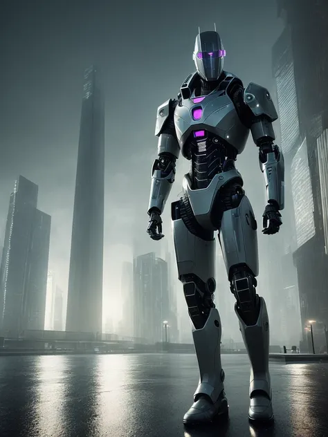 ((futuristic architecture, wet city background)), hyperrealistic dark photoshot of pole, strong non-symetric (((1cyborg: 3))) weared scary mask, posing, agressive face, acsonometric view aspect, focus on chest, armored skin, complicated armor texture, overdetailed texture, hdr+, 8k, QHD, backlighting, glow, unreal engine, dynamic lighting, beautyfull refraction, ((low-key lighting, dimly light)), scenic view <hypernet:comandante-main:1.0>