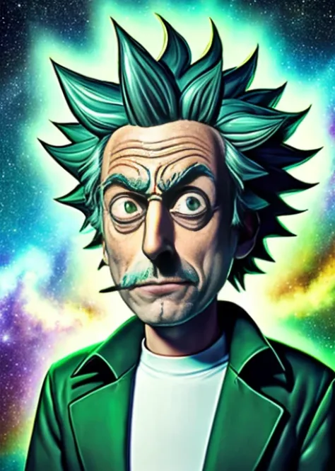 ((Rick Sanchez)), rick and morty, hyper realistic, portrait, cinematic, cosmos
