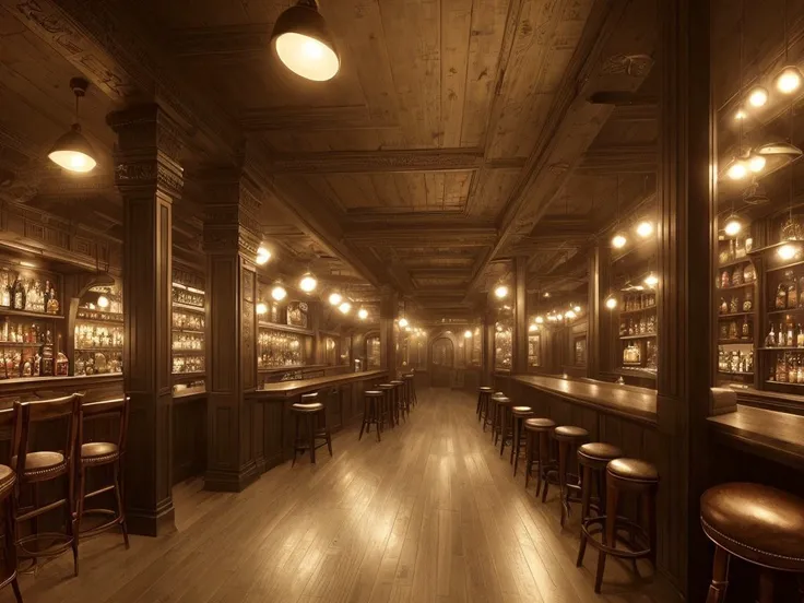 a midnight bar, slate gray atmosphere, (warm colors:1.3), luminosity, (intricate details:1.2), warm lamps, hdr, (detailed:1.2), epic realistic, artstation