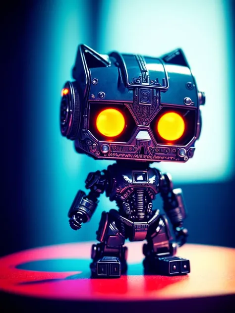 a cute [kitten:terminator:0.1] made out of metal, cyborg, cyberpunk style, ((intricate details)), hdr, ((intricate details, hyperdetailed)), cinematic shot, vignette