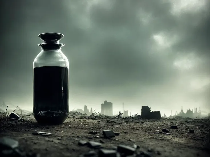 dark photoshot, hyperrealistic (((portrait))) of glass vase, outside, postapocalyptic ruins background,(((hdr))), 4mm, 4k textures, soft cinematic light, adobe lightroom, photolab, hdr, intricate, elegant, highly detailed, sharp focus, ((((cinematic look)))), soothing tones, insane details, intricate details, hyperdetailed, low contrast, soft cinematic light, dim colors, exposure blend, faded, slate atmosphere