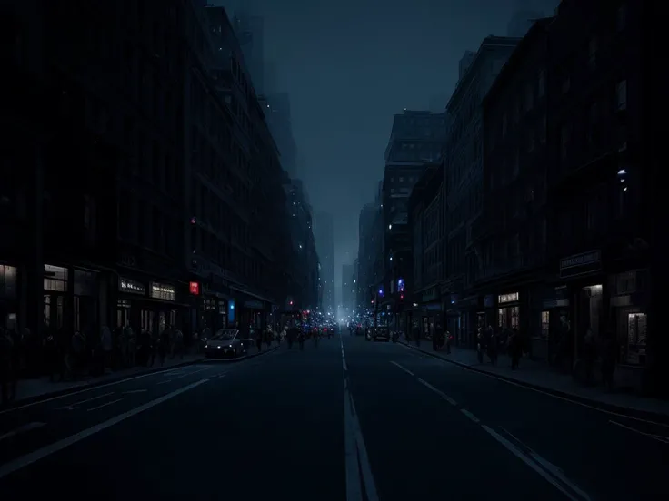 a midnight crowded city, slate gray atmosphere, luminosity street, hdr, epic realistic, artstation