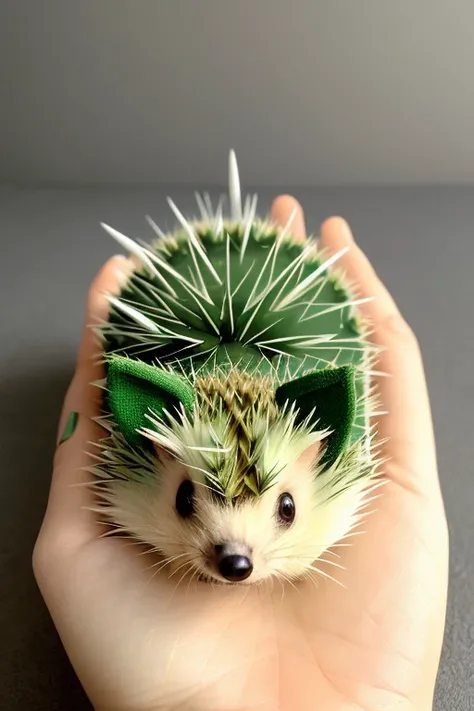 Green hedgehog with needles like a cactus