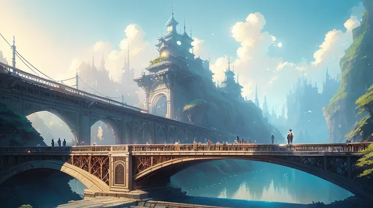 bridge between the worlds, magnificent, close up, details, sharp focus, elegant, highly detailed, illustration, intricate, beautiful, Trending artstation, pixiv, digital Art, by Jordan Grimmer and greg rutkowski, WLOP, Studio Ghibli,