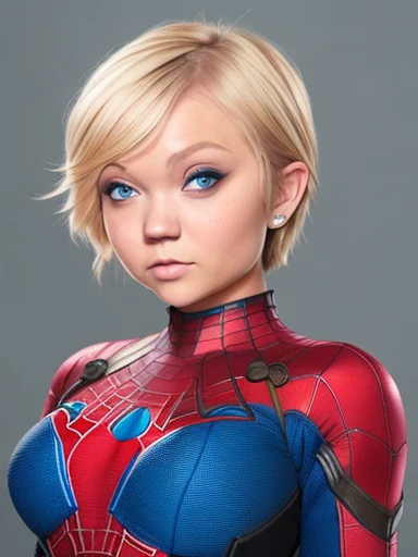 best quality, 1girl, (dakotaskye:1.0), blue eyes, pixie cut, (small breasts), blush, spooder