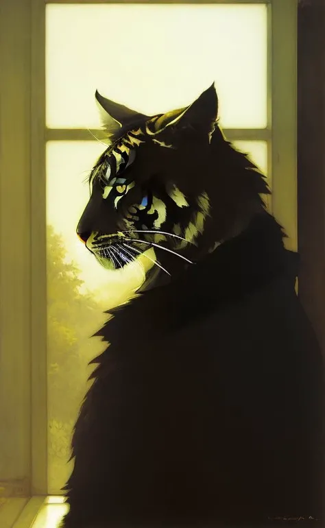 [(man:1.6)|cat|tiger], [Krenz Cushart|Artem Demura|alphonse mucha|Arthur Rackham|Arthur Wardle]