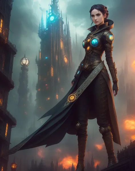 1 girl, (arcane1:1.4), steampunk, scifi, futuristic, utopian, machine, wires, circuits, highly detailed, octane render, cinematic, gothic, highly detailed and intricate, rich deep colors, intricate artwork masterpiece, ominous, matte painting , trending on cgsociety, intricate, epic, trending on artstation, production cinematic character render, ultra high quality model, 4k resolution, intricate artwork masterpiece,