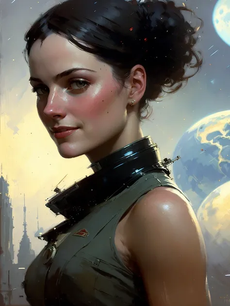 wite skin, (tomboy running on the moon in low gravity), big eyes, cheeky smile, medium chest, space, view of planet earth and orbital staton, black hair, pigtail
beautiful face, (detailed skin, skin texture), (muscle), burning asteroids fall, ussr style,
professional majestic oil painting by Ed Blinkey, Atey Ghailan, Studio Ghibli, by Jeremy Mann, Greg Manchess, Antonio Moro, trending on ArtStation, trending on CGSociety,
intricately detailed, fine details, hyperdetailed, raytracing, subsurface scattering, diffused soft lighting, shallow depth of field, by (Oliver Wetter)