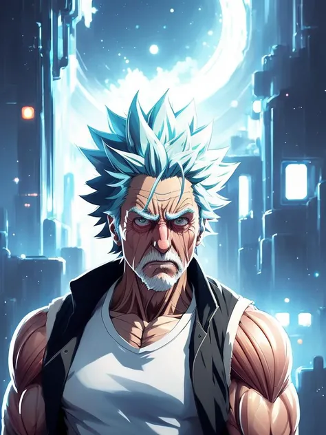 anime, (Rick Sanchez portrait), Brutal, old man, (cartoon style), long blue hair, rick and morty universe, ((wearing in a white coat of a scientist and t-shitrt)), (muscular:1.8), blue portal
Atey Ghailan, by Jeremy Mann, Greg Manchess, Antonio Moro, trending on ArtStation, trending on CGSociety, Intricate, High Detail, Sharp focus, dramatic, photorealistic painting art by midjourney and greg rutkowski, bokeh on background