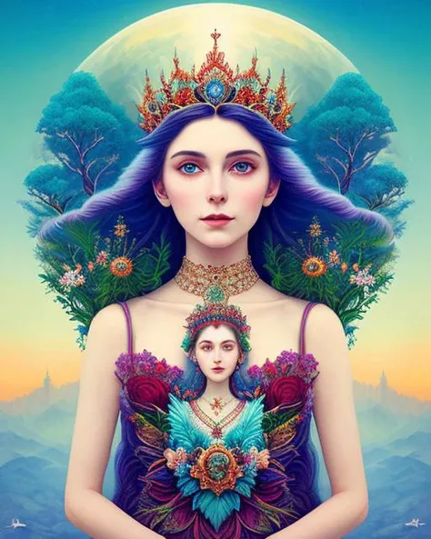 (Methodological Digital Artwork:1.3) of Forest Queen, slavic traditional outfit, cinematic, dramatic, hyper detailed, ultra realistic, (Gangerstatum:1.2), 3/4, god ratio, atrocious, (hdr:1.2), super resolution, (Shadowed:1.2), Reflective, (frostpunk:0.8),(by Artist Trina Robbins:0.85),(by Artist Jeremiah Ketner:1.05),(by Artist Bruce Pennington:1.15),CGSociety,ArtStation,(Ukiyo-E:0.9),(Art Photography:0.9),(Surrealism Art:0.9)