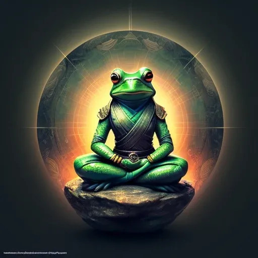 meditating (frog) seated in the lotus position Naruto hands, (((HDR+))), 16 mm, 8k textures, soft cinematic light, adobe lightroom, photolab, ((((cinematic look)))), soft cinematic light, exposure blend, faded, soothing tones, highly detailed, insane details, hyperdetailed, low contrast, rpg, fantasy, vibrant colors, (centered), fantasy drawing art, trending on art station, breathtaking, art by epic artist