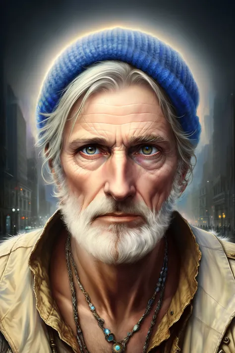 (Extreme Digital Artwork:1.3) of old homeless, cinematic, dramatic, hyper detailed, ultra realistic, (erriboffer:1.2), 3/4, god ratio, direful, (hdr:1.2), super resolution, (Mirrored:1.2), Spotlight, (cyberpunk:0.8),(by Artist Peter Gric:0.85),(by Artist Gil Elvgren:1.05),(by Artist Harrison Fisher:1.15),CGSociety,ArtStation,(Neoclassicism:0.9),(Metaphysical Painting:0.9),(Digital Art:0.9), round pupil