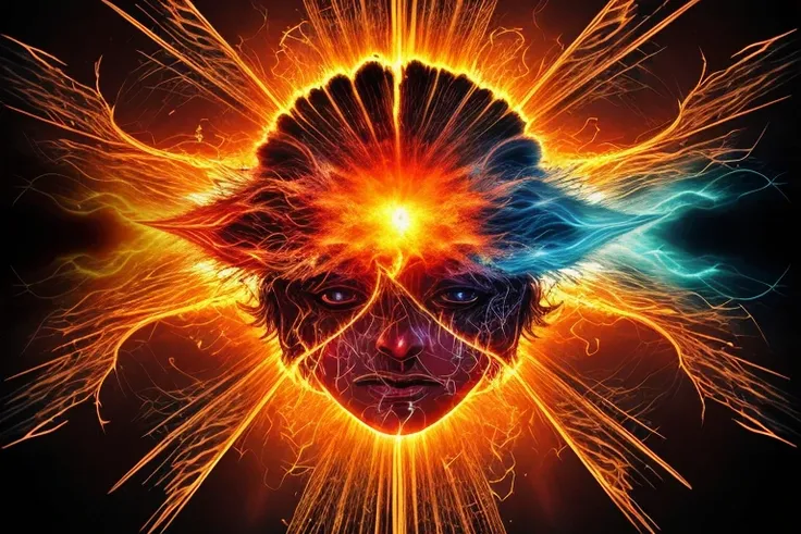 Bright rays of chaos
Generated by subconsciousness
Retribution by own thoughts
Twisting the mind into fits
Fueled with pains unveiled
Burning with contamination
Set afire by disowned self-lies
They penetrate the eyes