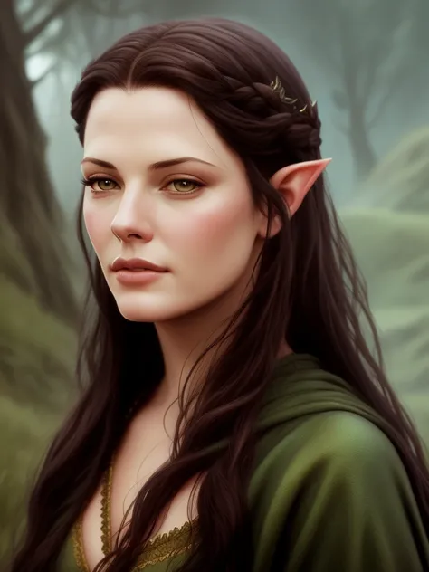 the lord of the rings, cartoon, (oil painting:1.4), arwen, (liv tyler,:1.1), beauty, elf ears, hdr, detailed, soft shadows, one head, one body, artstation