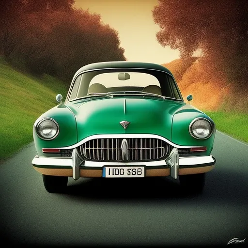 retro car, retro photo, round headlights, hills backround