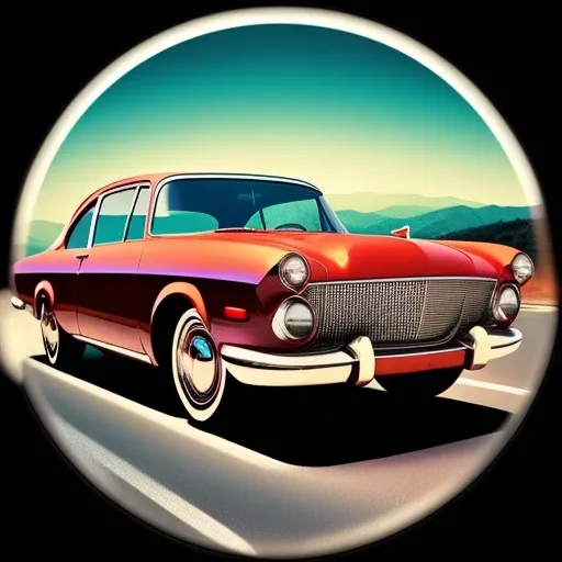 retro car, retro photo, round headlights, hills backround