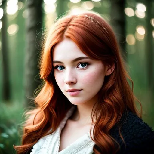 foxie european woman, ginger hair, winter forest, natural skin texture, 24mm, 4k textures, soft cinematic light, adobe lightroom, photolab, hdr, intricate, elegant, highly detailed, sharp focus, ((((cinematic look)))), soothing tones, insane details, intricate details, hyperdetailed, low contrast, soft cinematic light, dim colors, exposure blend, hdr, faded