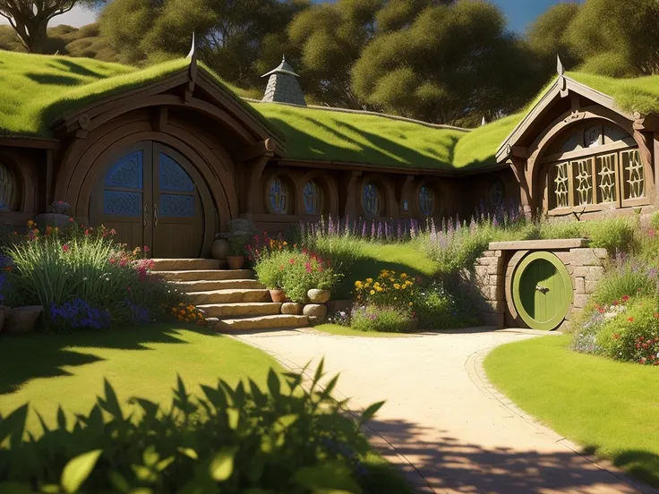 the lord of the rings, hobbiton, hdr, raw, detailed, intricate details, Craig Mullins