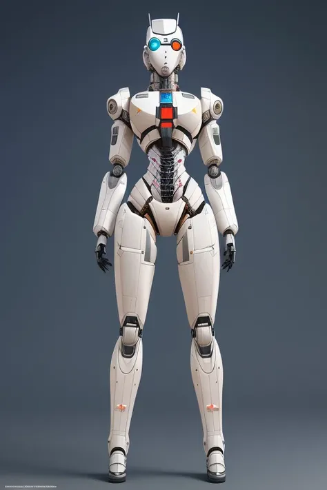 a robot, photorealistic, hdr, detailed, fibers, articulated joints, sci-fi base background, artstation, fashion pose, (syd mead:1.3), body divided into sections, (antialiasing:1.1), no face, (medic:1.2)