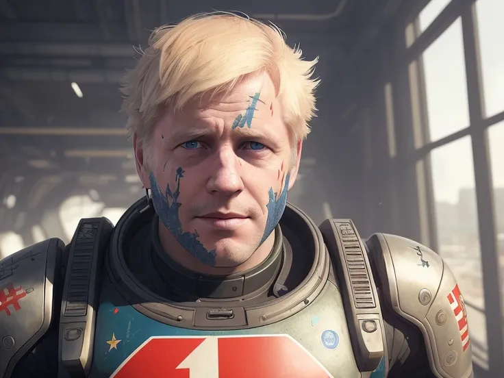 an epic fantastic realism comic book style portrait painting of  robotic Boris Johnson with USSR tattoos and decals, apex legends, octane render, intricate detail, 4 k hd, unreal engine 5, ex machina, irobot, gerald brom, photorealistic, modelshoot style, kuvshinov, nvinkpunk