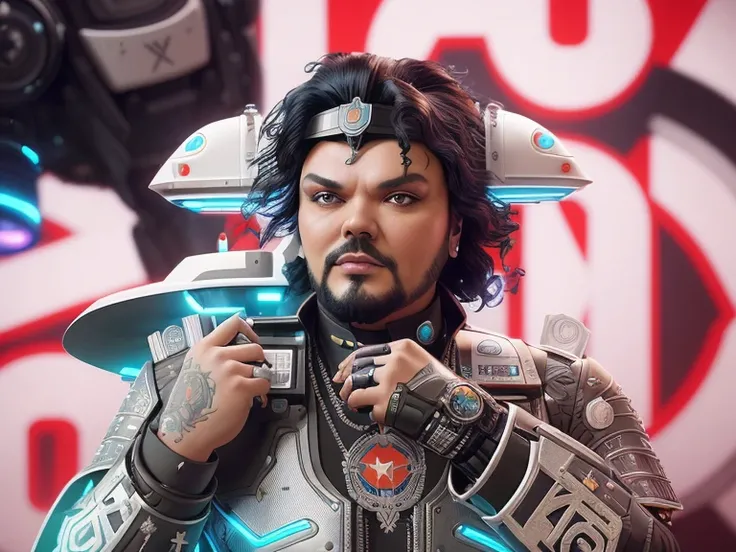 an epic fantastic realism portrait of robotic (((Philip Kirkorov))) with USSR tattoos and decals, apex legends, octane render, intricate detail, 4 k hd, unreal engine 5, ex machina, irobot, gerald brom, photorealistic, modelshoot style, kuvshinov, nvinkpunk